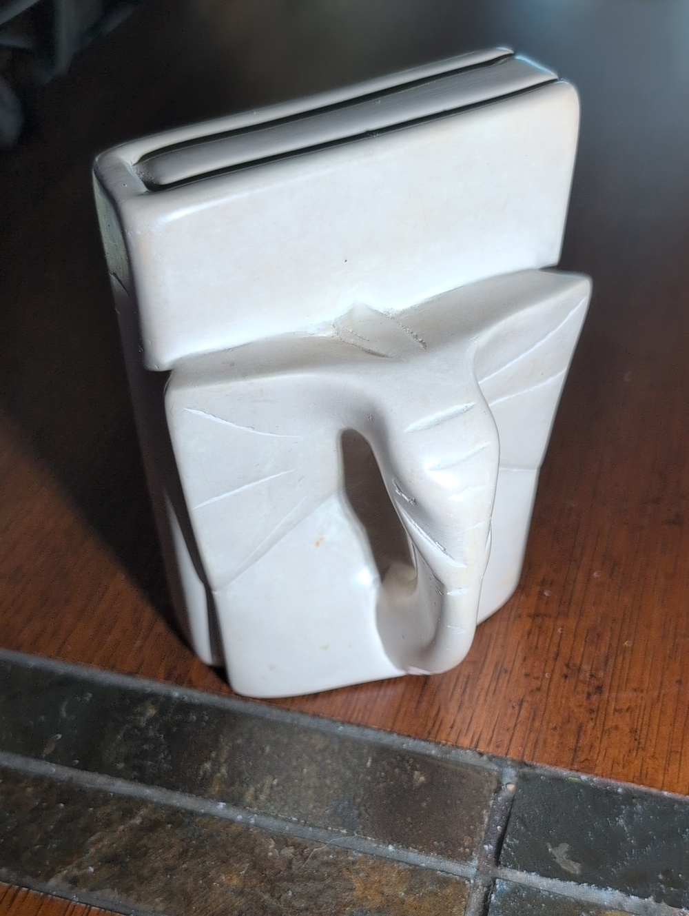 White Soapstone Elephant Bookend Or Paper Weight Decorative Home Art
